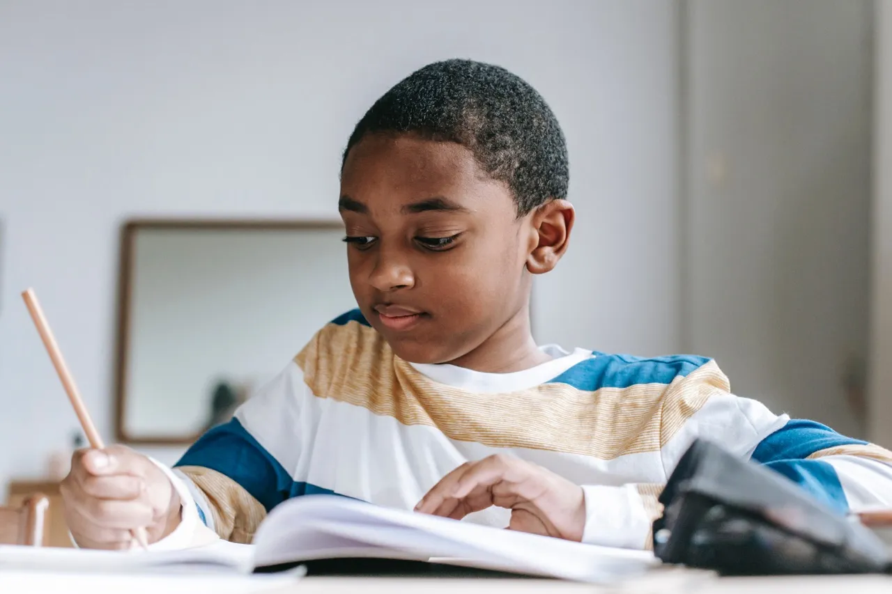 Boy doing homework