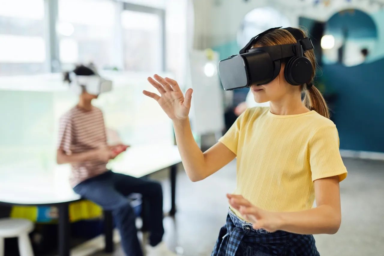 Girl with VR headset
