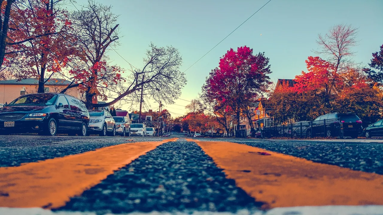 Yellow painted pedestrian lane